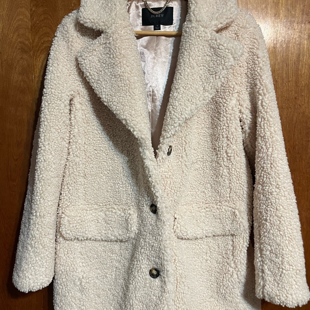 J. Crew Cream Teddy Jacket Plush Lapel Style